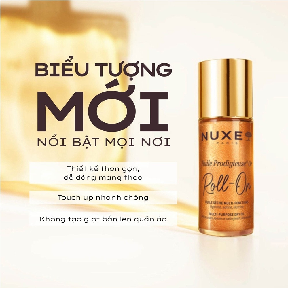 Dầu Khô Đa Năng Dạng Lăn Nuxe Huile Prodigieuse Or Roll-On Multi-Purpose Dry Oil 60ml