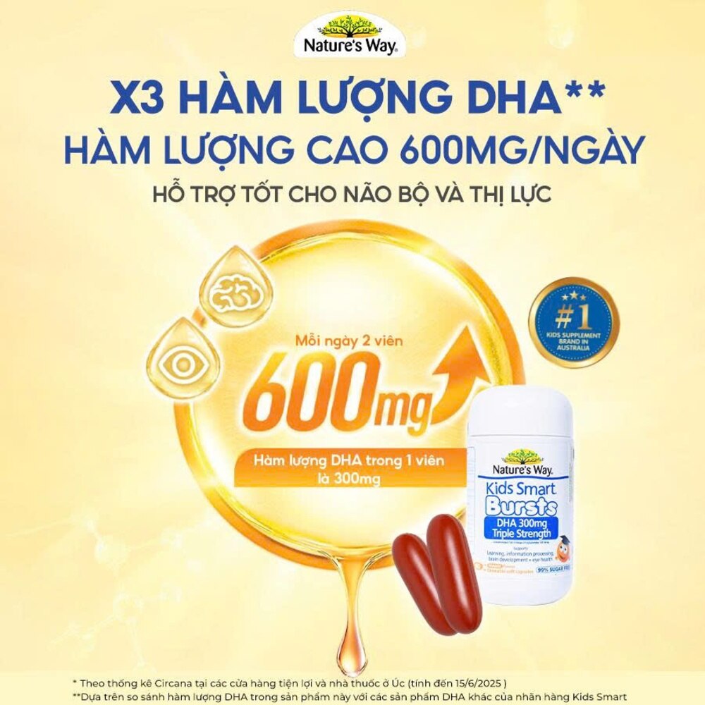 Thực Phẩm Bảo Vệ Sức Khỏe Nature’s Way Kids Smart Bursts DHA 300Mg Triple Strength 50 Viên