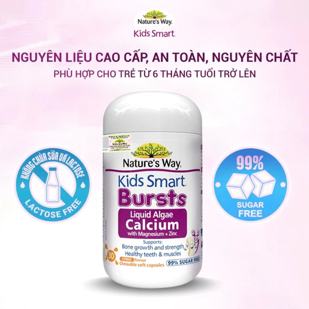 Thực Phẩm Bảo Vệ Sức Khỏe Nature's Way Kids Smart Bursts Liquid Algae Calcium+Magnesium+Zinc 30 Viên image