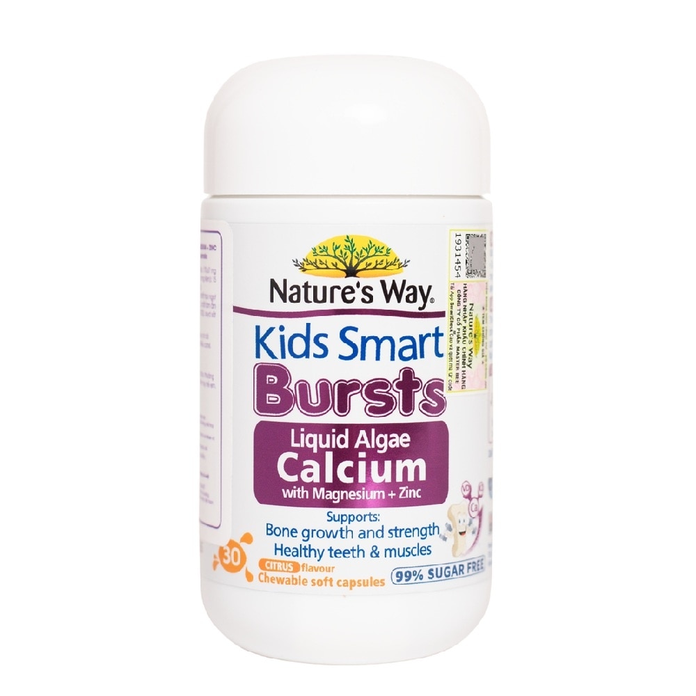 Thực Phẩm Bảo Vệ Sức Khỏe Nature's Way Kids Smart Bursts Liquid Algae Calcium+Magnesium+Zinc 30 Viên