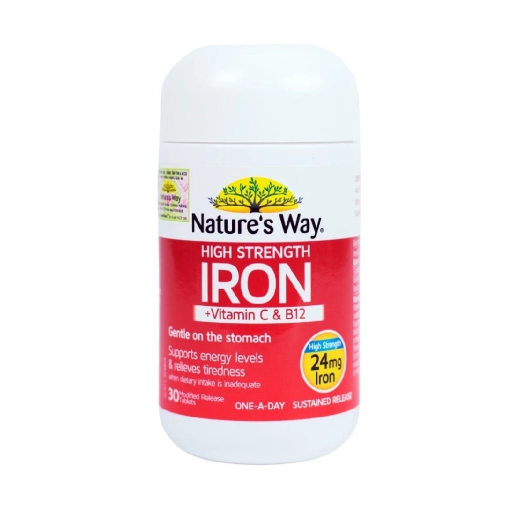 Thực Phẩm Bảo Vệ Sức Khỏe Nature’s Way High Strength Iron 30 Viên