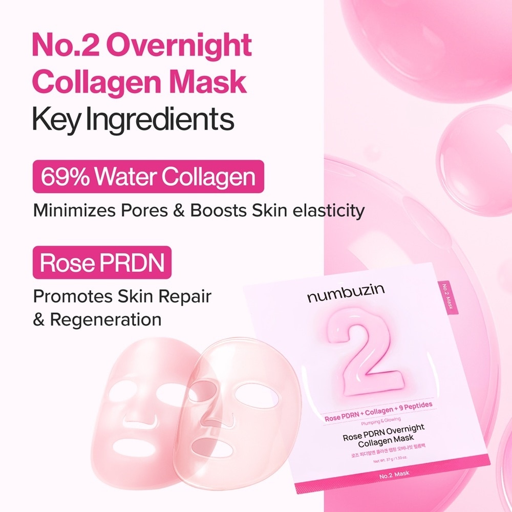 Mặt Nạ Thạch Numbuzin No.2 Rose PDRN Overnight Collagen Mask 37g image