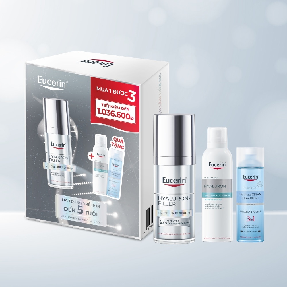 Combo Eucerin (Tinh Chất Hyaluron-Filler 30ml +Xịt Dưỡng Ẩm 150ml + Nước Tẩy Trang 200ml) image