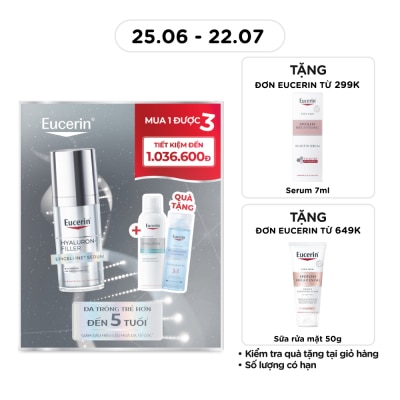 EUCERIN - Combo Eucerin (Tinh Chất Hyaluron-Filler 30ml +Xịt Dưỡng Ẩm 150ml + Nước Tẩy Trang 200ml)