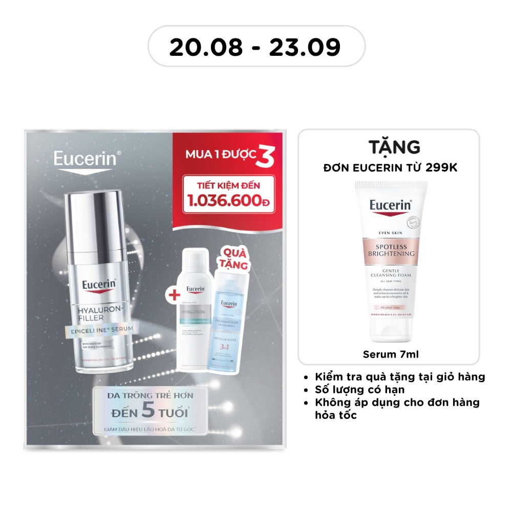 Combo Eucerin (Tinh Chất Hyaluron-Filler 30ml +Xịt Dưỡng Ẩm 150ml + Nước Tẩy Trang 200ml) image