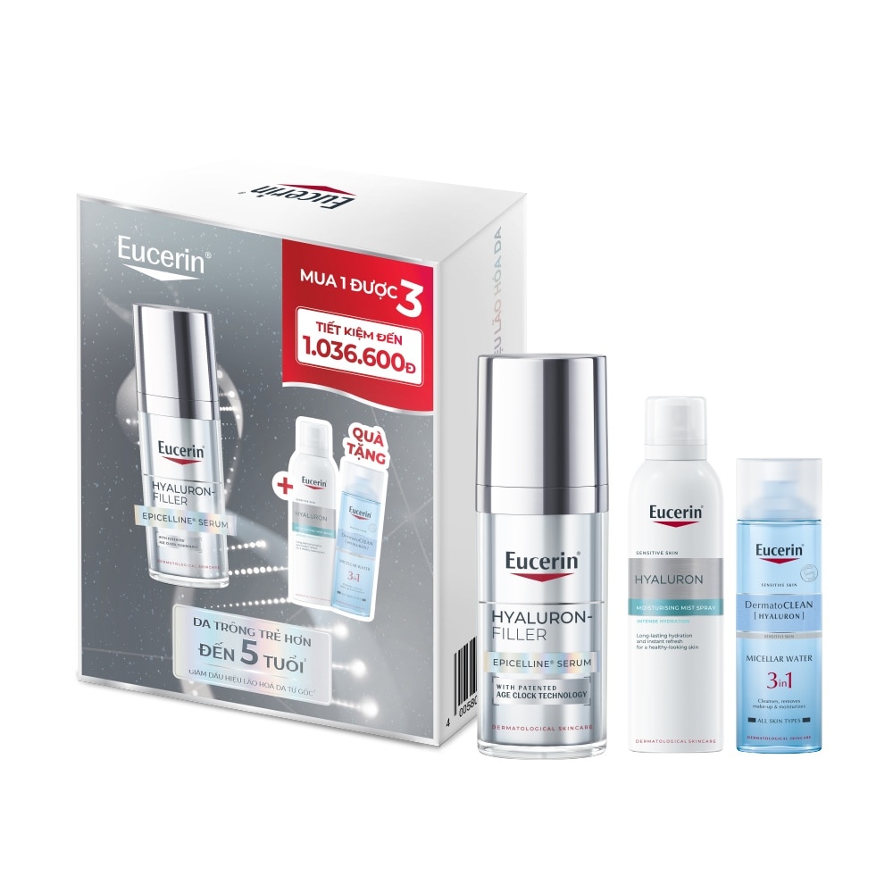 Combo Eucerin (Tinh Chất Hyaluron-Filler 30ml +Xịt Dưỡng Ẩm 150ml + Nước Tẩy Trang 200ml) image