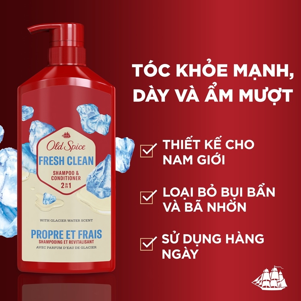 Dầu Gội & Xả Cho Nam Old Spice Fresh Clean 650ml