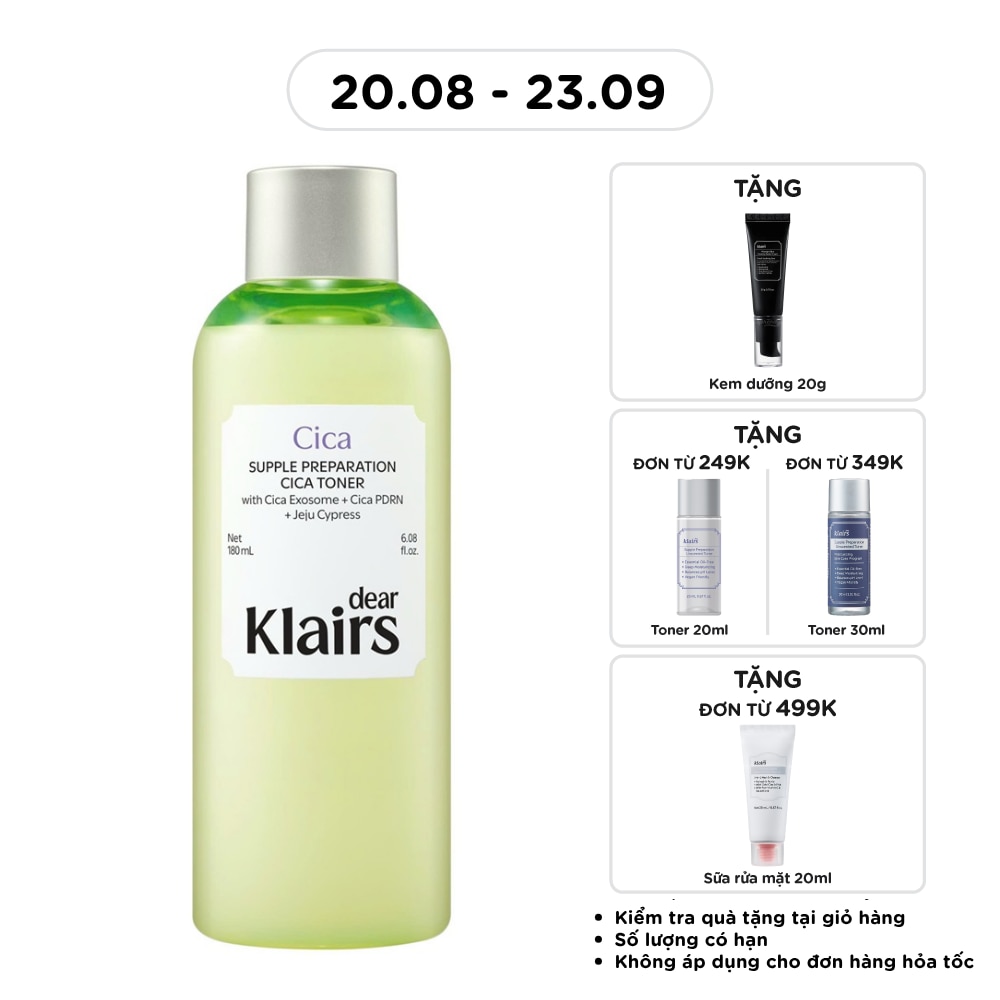 Nước Hoa Hồng Dear Klairs Supple Preparation Cica Toner 180ml image
