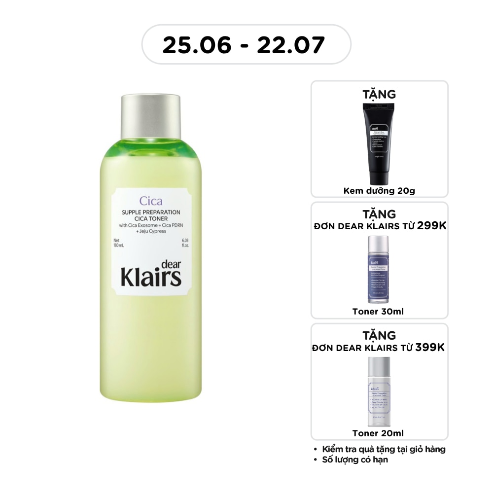 Nước Hoa Hồng Dear Klairs Supple Preparation Cica Toner 180ml