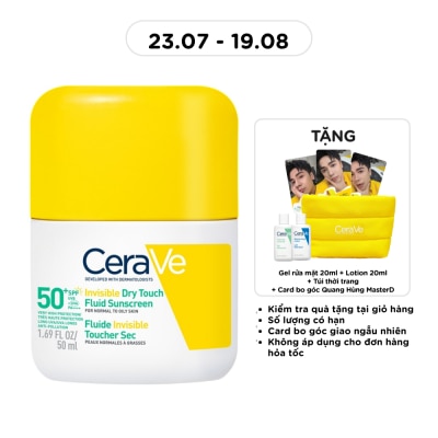 CERAVE - Sữa Chống Nắng Mỏng Nhẹ Khô Thoáng Cerave Invisible Dry Touch Fluid Sunscreen SPF50 PA++++ 50ml image