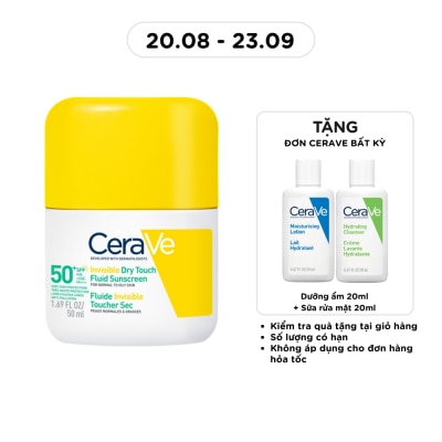 CERAVE - Sữa Chống Nắng Mỏng Nhẹ Khô Thoáng Cerave Invisible Dry Touch Fluid Sunscreen SPF50 PA++++ 50ml image