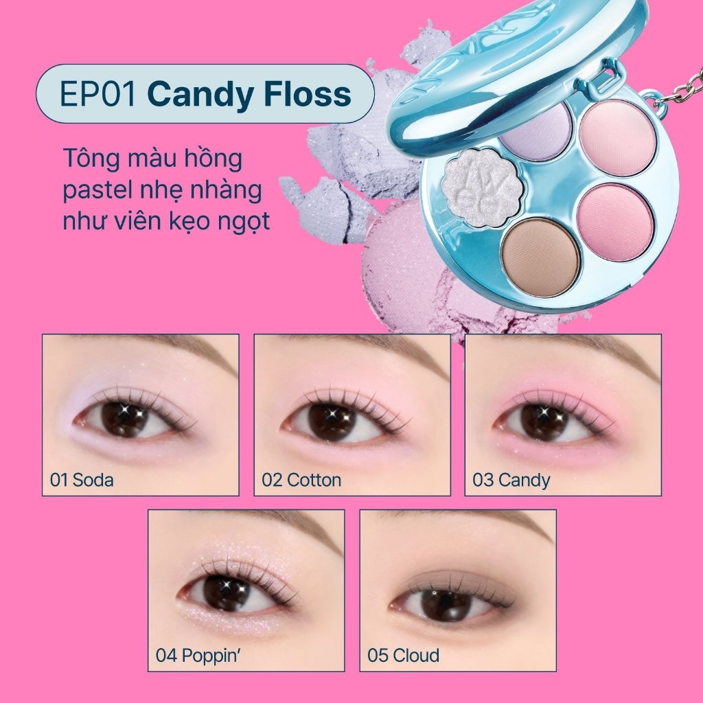 Phấn Mắt Fwee Pocket Eye Palette 6.6g .#EP01 Candy Floss