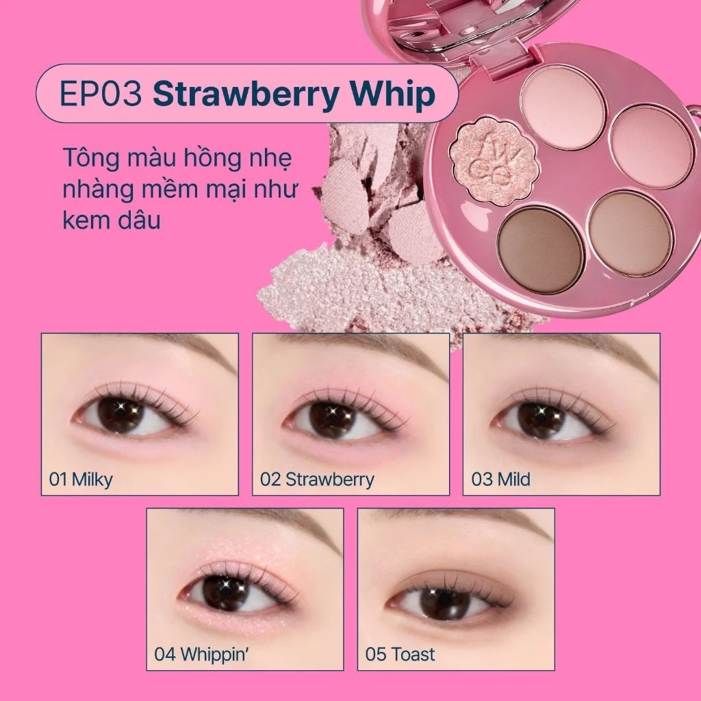 Phấn Mắt Fwee Pocket Eye Palette 6.6g .#EP03 Strawberry Whip