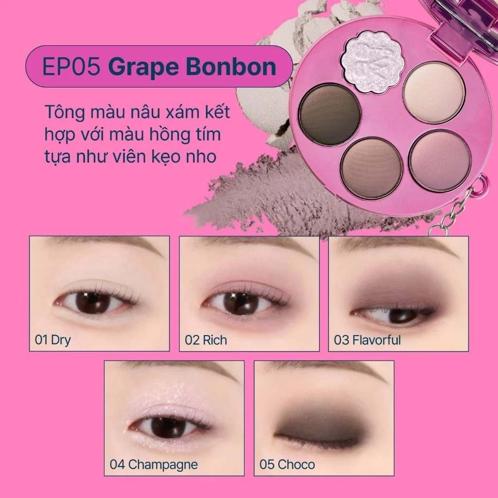 Phấn Mắt Fwee Pocket Eye Palette 6.6g .#EP05 Grape Bonbon