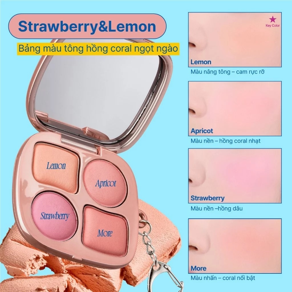 Phấn Má Hồng Fwee Pocket Cheek Palette 9.6g .#CP02 Strawberry & Lemon
