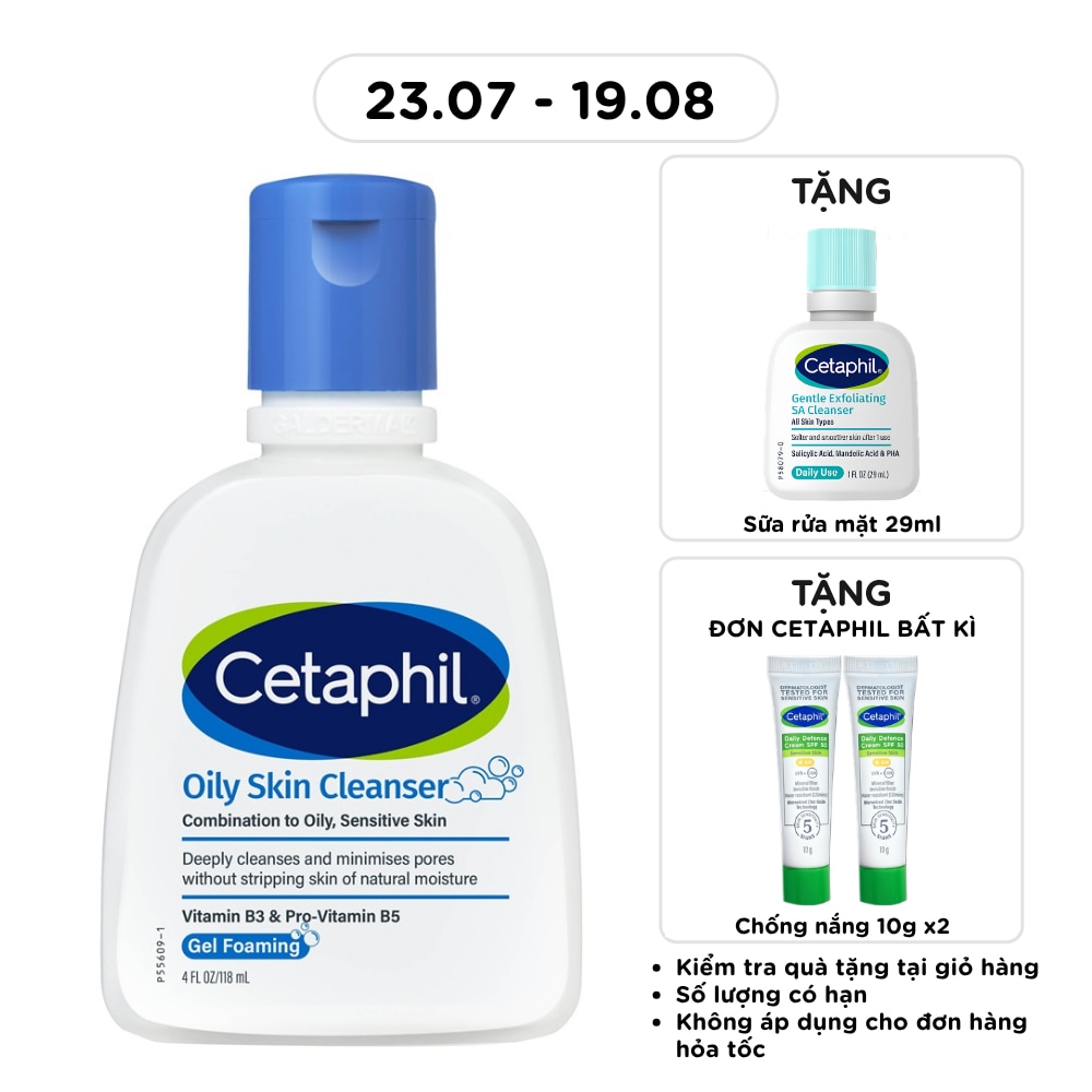 Sữa rửa mặt cho da dầu Cetaphil Oily Skin Cleanser (118ml)