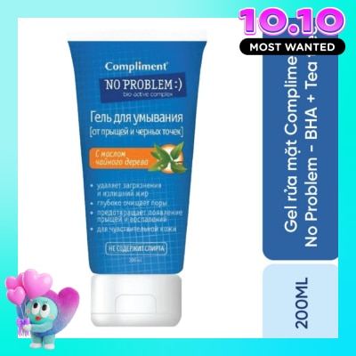 COMPLIMENT Gel Rửa Mặt Compliment Hỗ Trợ Giảm Mụn No Problem Tea Tree Facial Cleansing Gel 200ml image
