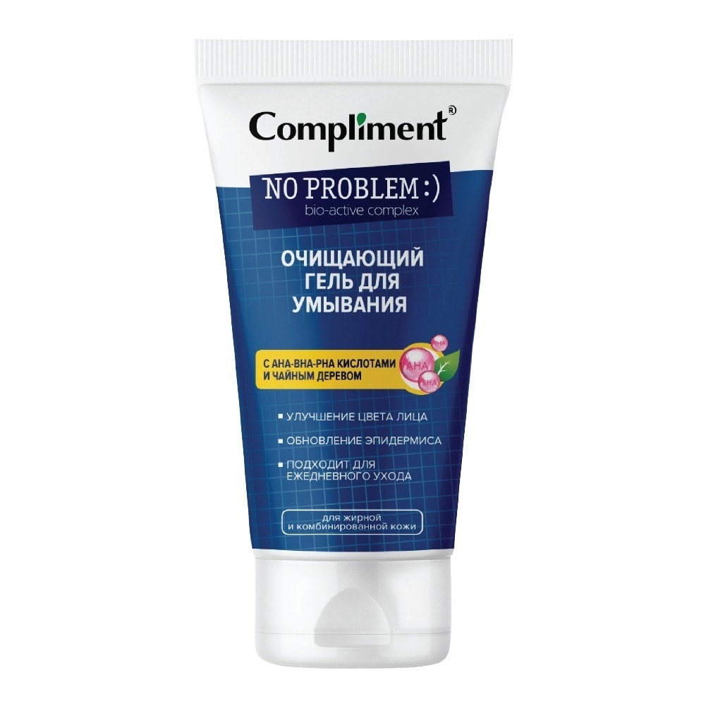 Gel Rửa Mặt Compliment Giảm Mụn và Mờ Thâm No Problem Cleansing Face Wash With AHA-BHA-PHA Acids And Tea Tree 200ml
