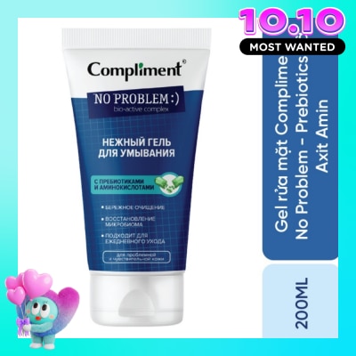 COMPLIMENT Gel Rửa Mặt Compliment Làm Dịu Da No Problem Gentle Face Wash With Prebiotics And Amino Acids 200ml image