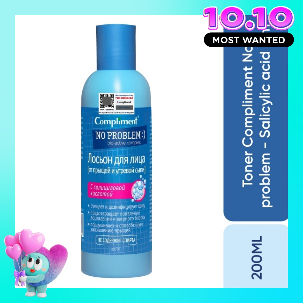 Nước Cân Bằng Compliment Kiềm Dầu Giảm Mụn No Problem Salicylic Acid Toner 200ml image