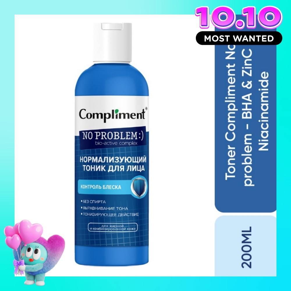 Nước Cân Bằng Compliment Giảm Mụn và Mờ Thâm No Problem Normalizing (BHA ZinC Niacinamide) Facial Toner 200ml image