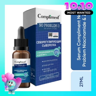 COMPLIMENT Tinh Chất Compliment Kiềm Dầu và Giảm Mụn No Problem Niacinamide & Zinc Serum 27ml image