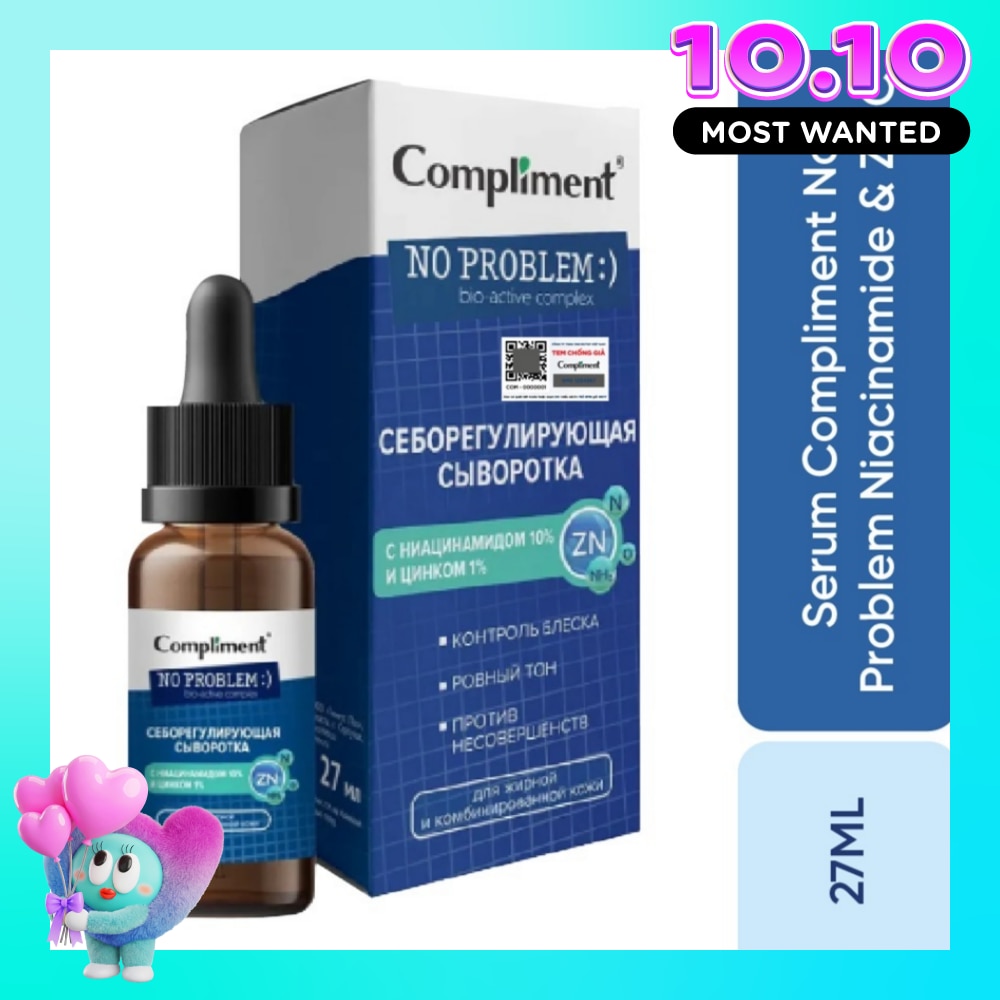Tinh Chất Compliment Kiềm Dầu và Giảm Mụn No Problem Niacinamide & Zinc Serum 27ml image