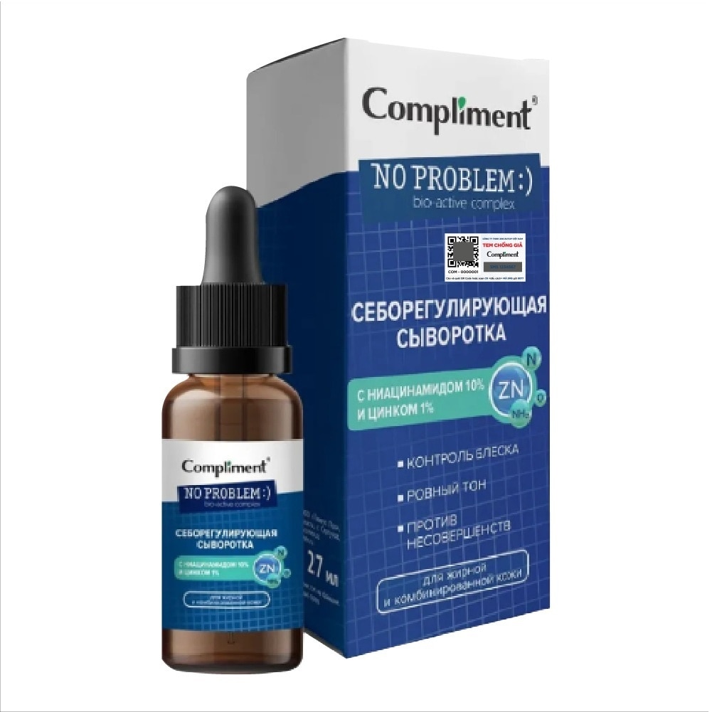 Tinh Chất Compliment Kiềm Dầu và Giảm Mụn No Problem Niacinamide & Zinc Serum 27ml image