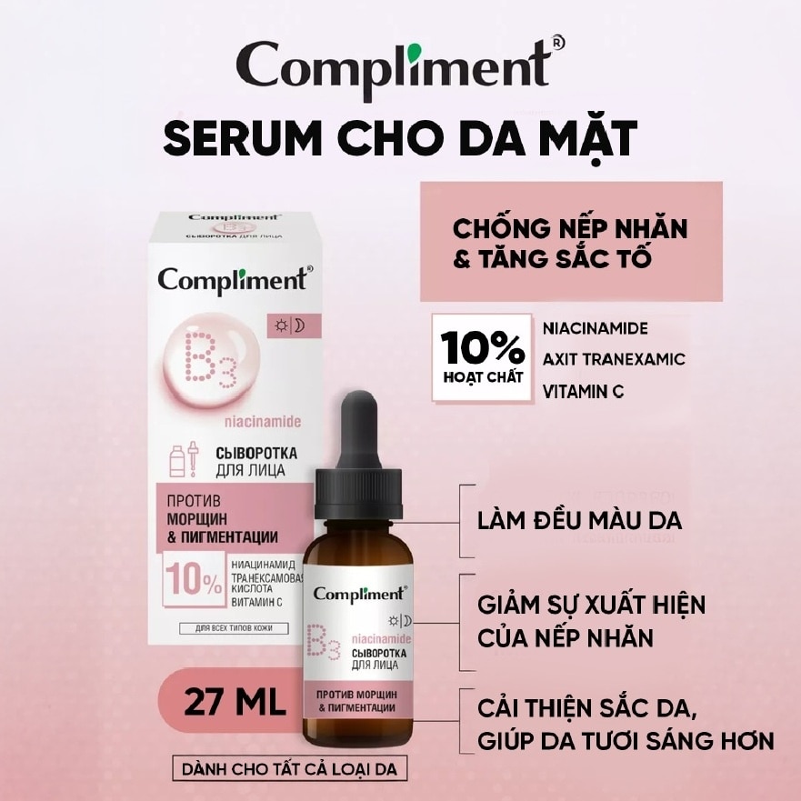 Tinh Chất Compliment Dưỡng Trắng 10% Niacinamide, Vitamin C & Tranexamic Acid Serum 27ml image