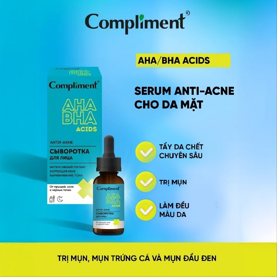 Tinh Chất Compliment Giảm Mụn và Sáng Da AHA BHA Anti-Acne Serum 27ml