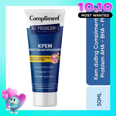 COMPLIMENT Kem Dưỡng Compliment Phục Hồi và Tái Tạo Da Dầu Mụn No Problem AHA BHA PHA Tea Tree Cream 50ml image