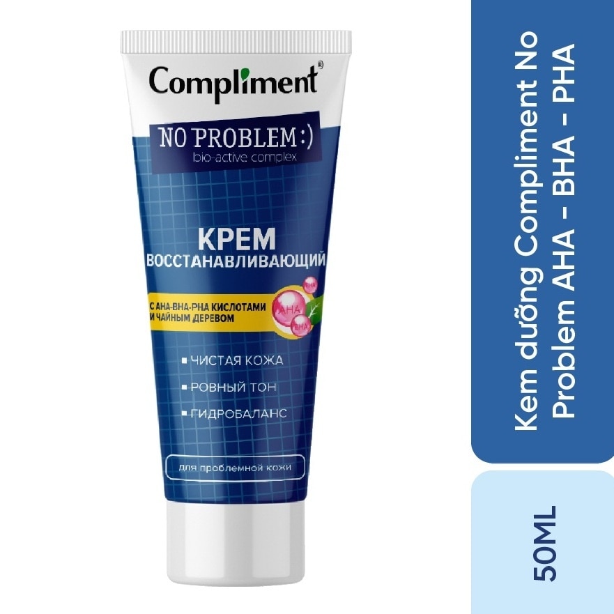 Kem Dưỡng Compliment Phục Hồi và Tái Tạo Da Dầu Mụn No Problem AHA-BHA-PHA- Tea Tree Cream 50ml image