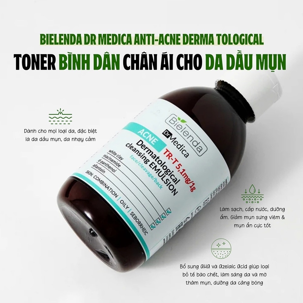 Nước Cân Bằng Bielenda Giảm Mụn và Phục Hồi Da Dr Medica Acne Dermatological Anti-Acne Toning Liquid 250ml image