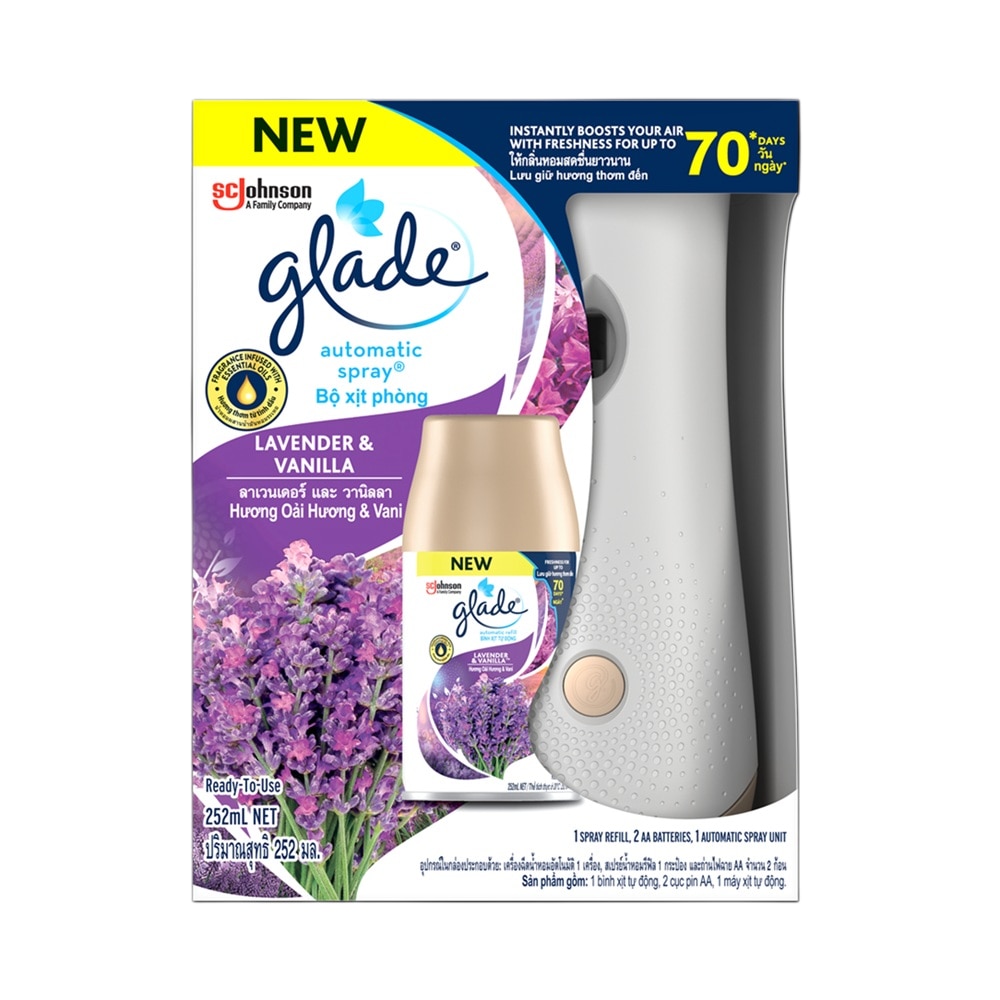 Bộ Xịt Phòng Tự Động Glade Hương Lavender & Vani 252ml