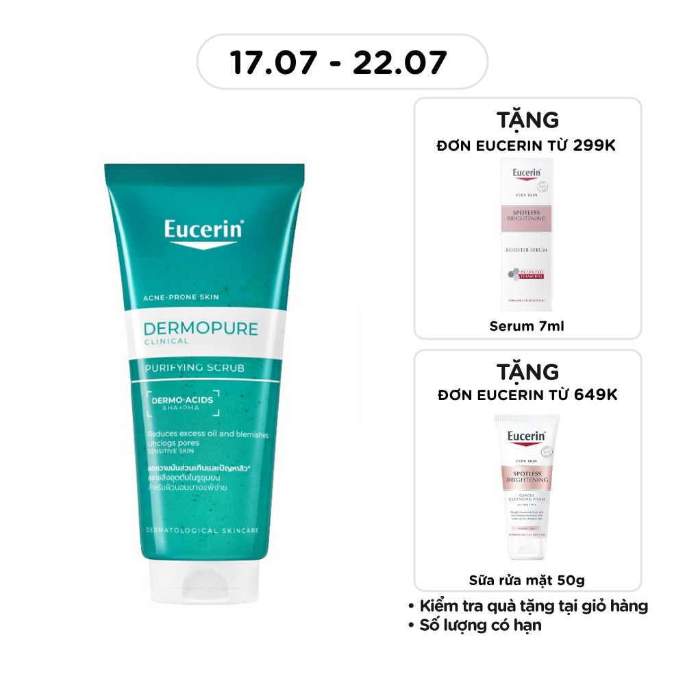 Tẩy Tế Bào Chết Eucerin Cho Da Mụn DermoPure Clinical Purifying Scrub 100ml