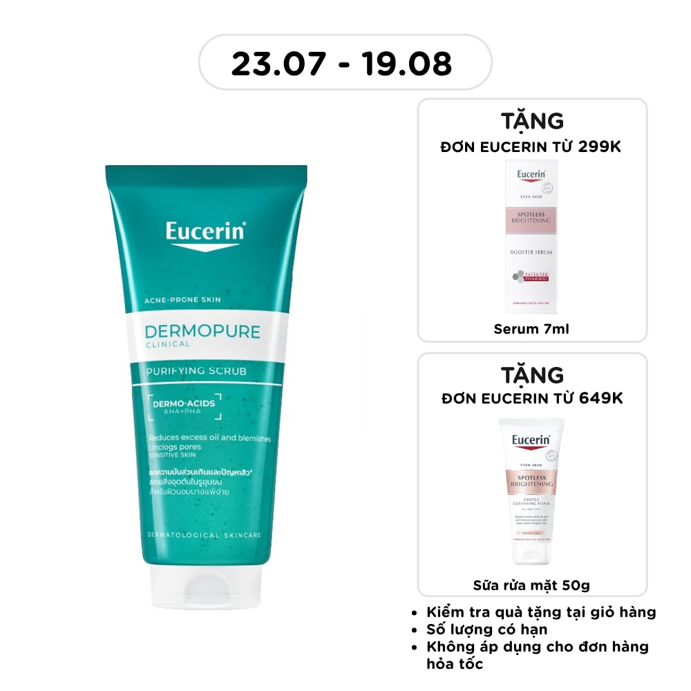 Tẩy Tế Bào Chết Eucerin Cho Da Mụn DermoPure Clinical Purifying Scrub 100ml