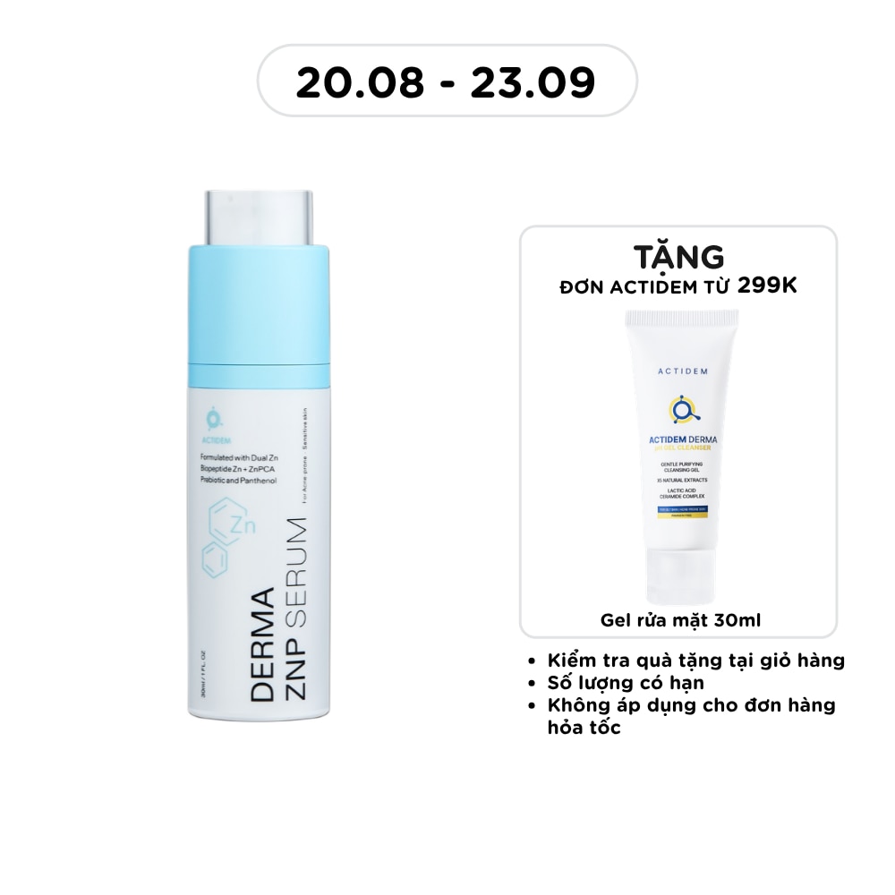 Tinh Chất Kẽm Actidem Giảm Mụn Kiểm Soát Dầu Derma ZNP Serum 30ml image