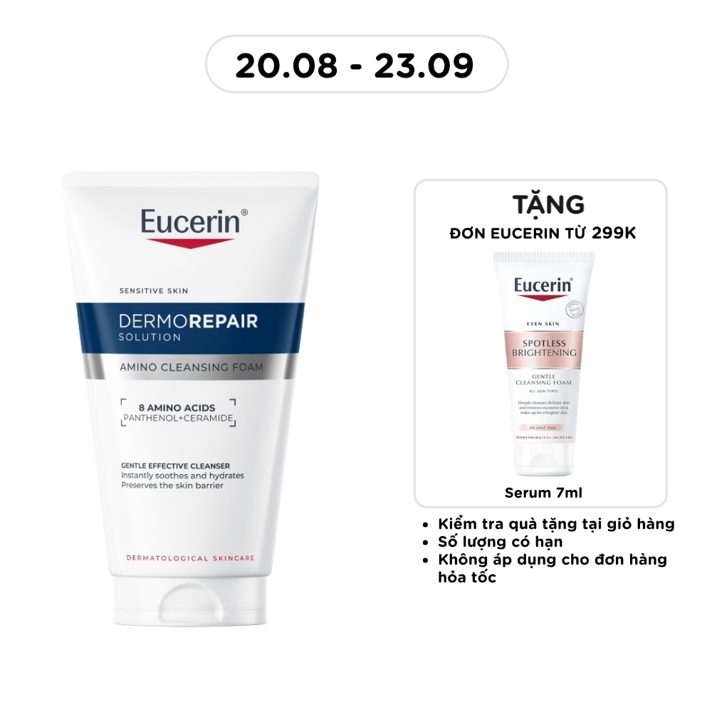 Sữa Rửa Mặt Cho Da Nhạy Cảm Eucerin Dermorepair Solution Amino Cleansing Foam 150ml image