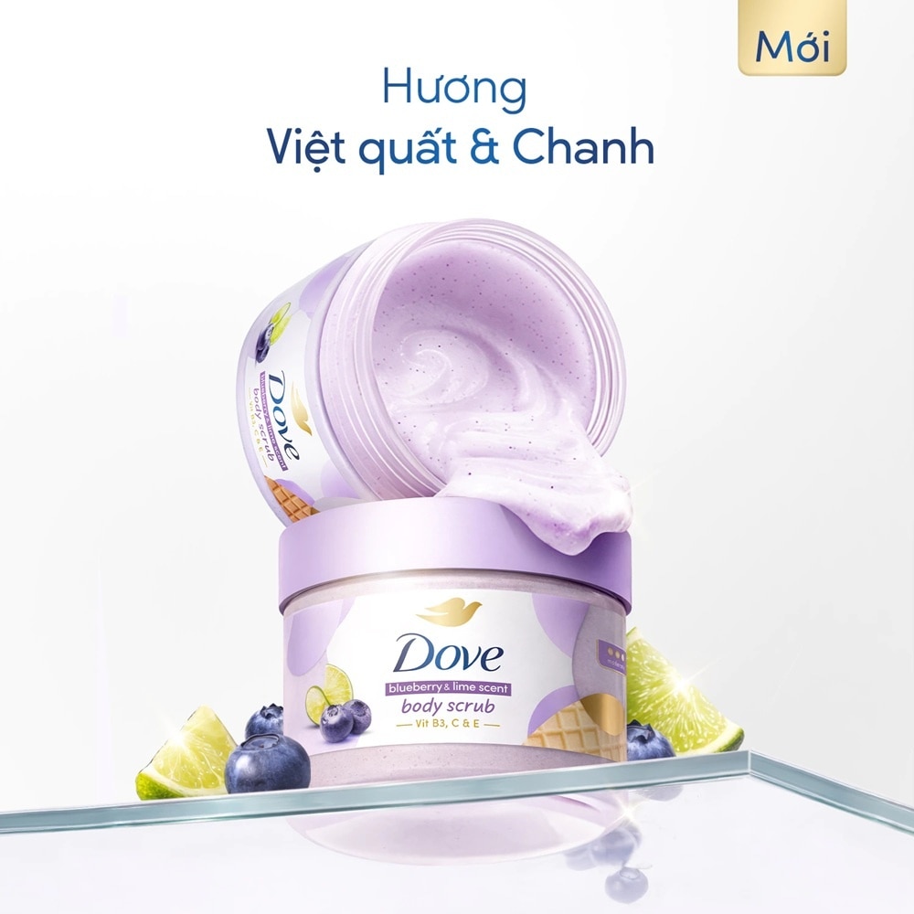 Tẩy Tế Bào Chết Dưỡng Ẩm Toàn Thân Dove Hương Chanh & Việt Quất 280g