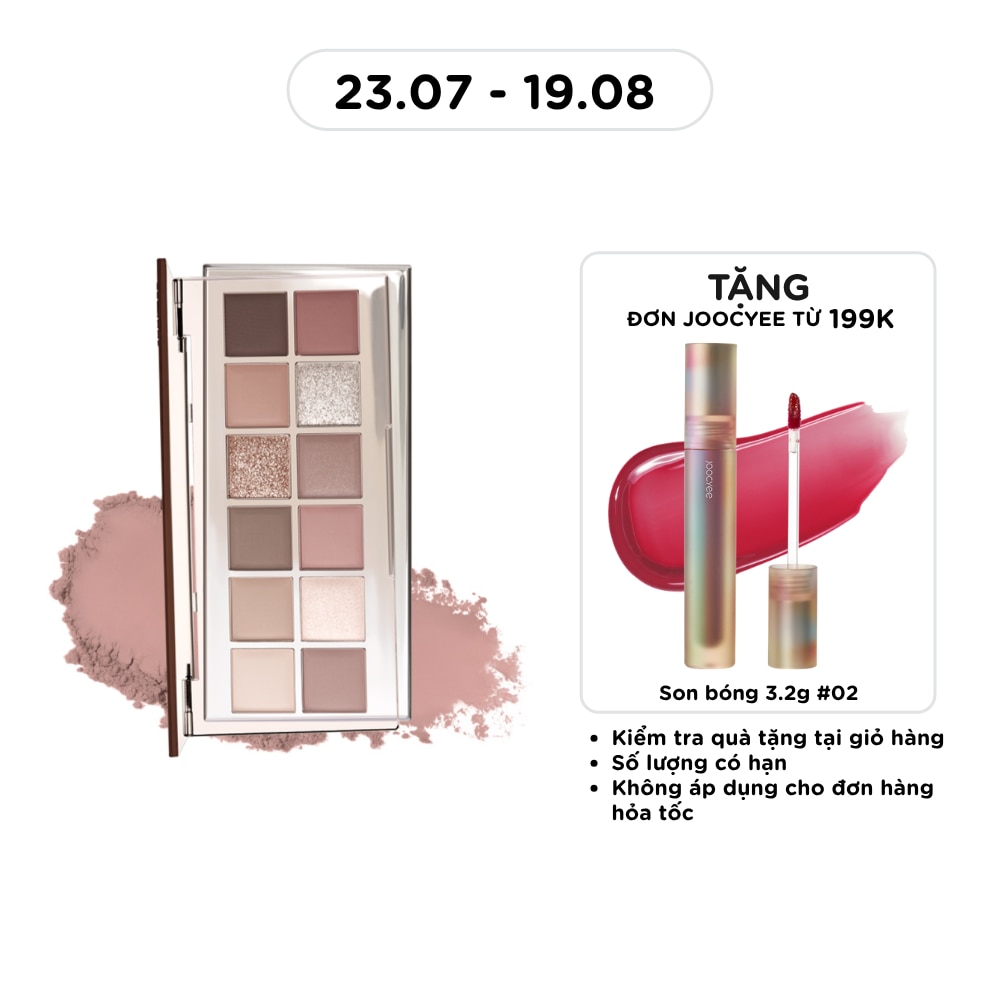 Bảng Phấn Mắt 12 Ô Joocyee 12 Shades Eyeshadow Palette 14g .#01 Wooden Pink