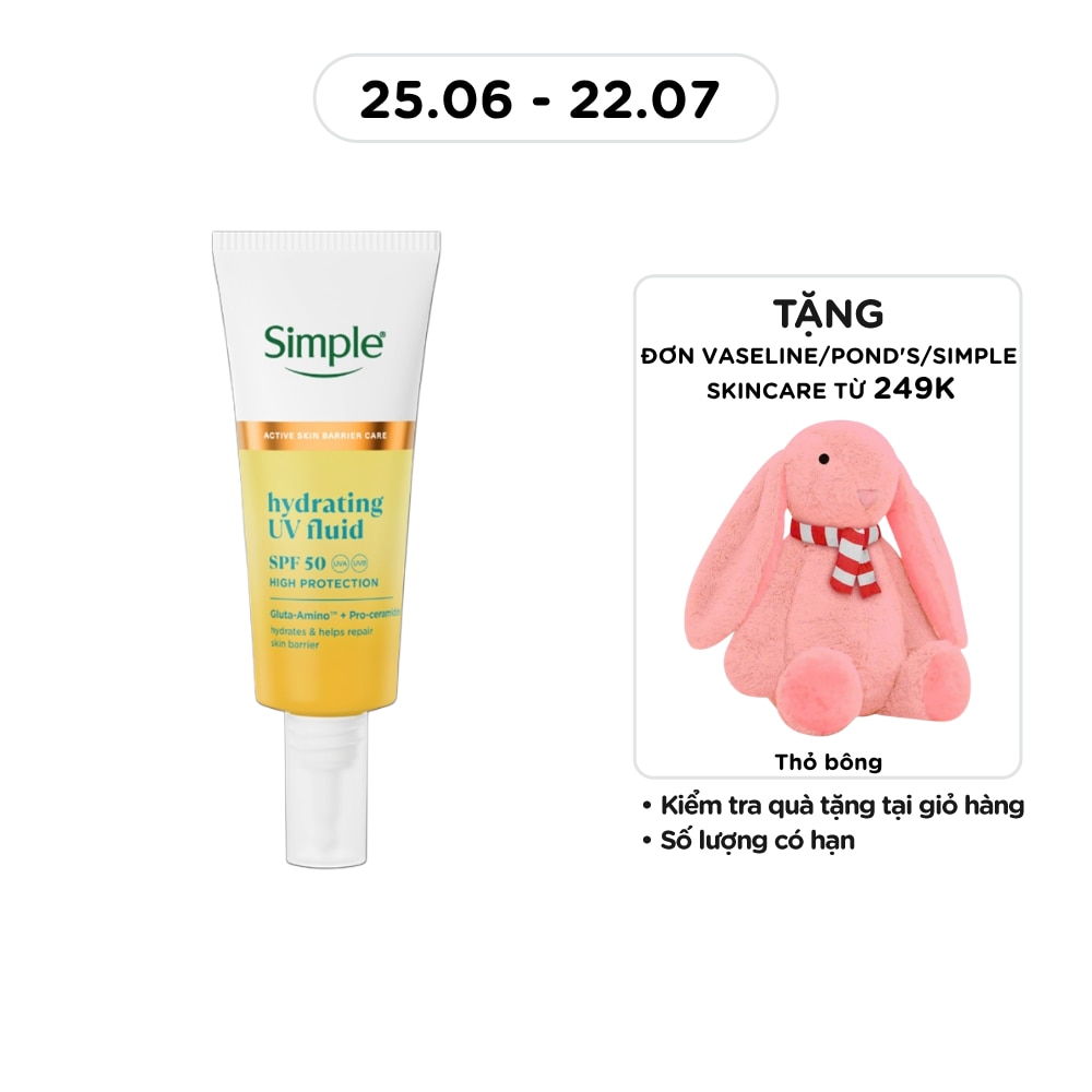 Kem Chống Nắng Dưỡng Da Trông Căng Mướt Simple Hydrating UV Fluid SPF50 PA++++ 40ml
