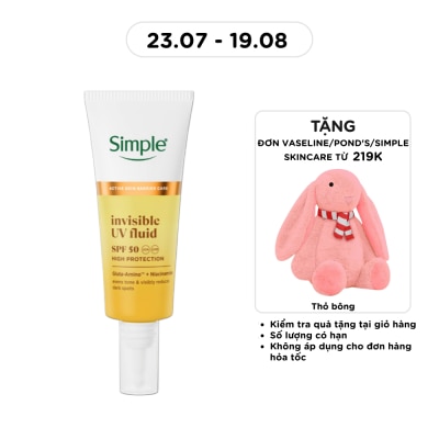 SIMPLE - Kem Chống Nắng Mỏng Nhẹ Tệp Màu Da Simple Invisible UV Fluid SPF50 PA++++ 40ml image