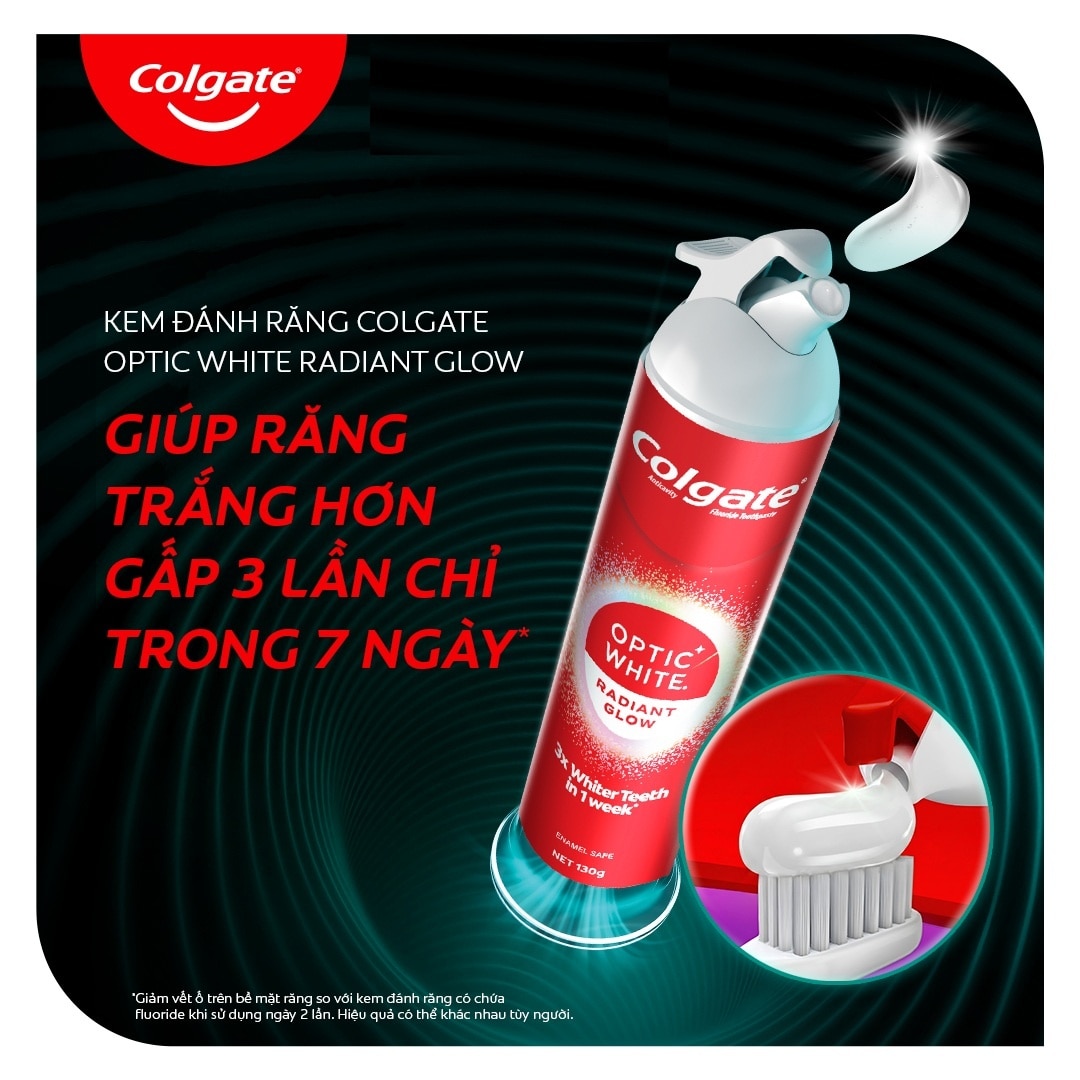 Kem Đánh Răng Colgate Optic White Radiant Glow Vòi Nhấn Thông Minh 130g image