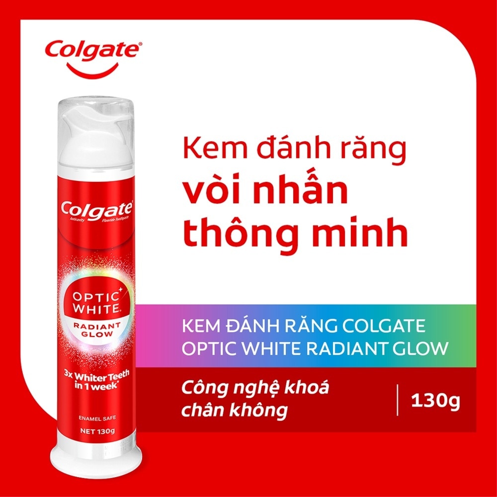 Kem Đánh Răng Colgate Optic White Radiant Glow Vòi Nhấn Thông Minh 130g image