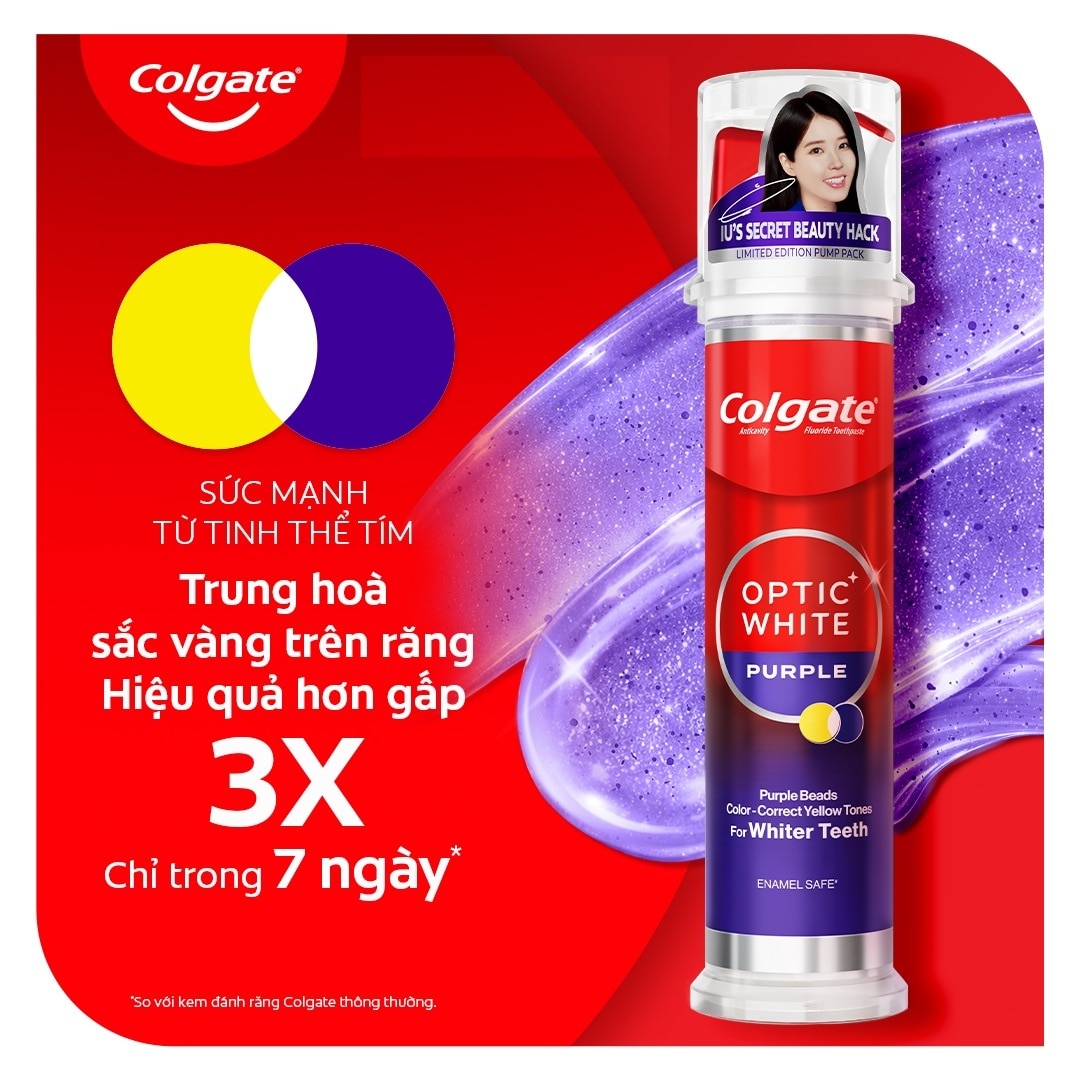 Kem Đánh Răng Colgate Optic White Purple Vòi Nhấn Thông Minh 130g image
