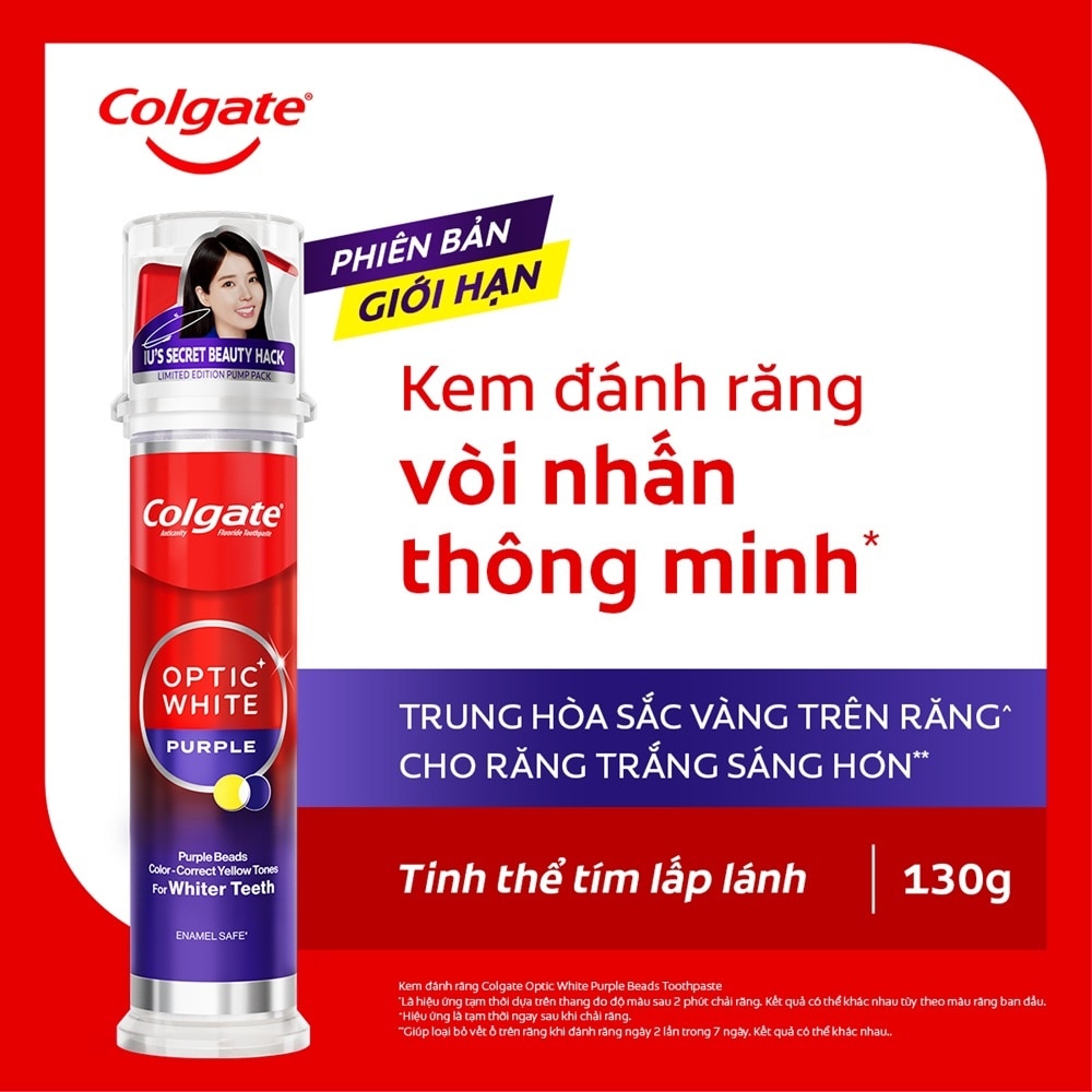 Kem Đánh Răng Colgate Optic White Purple Vòi Nhấn Thông Minh 130g image
