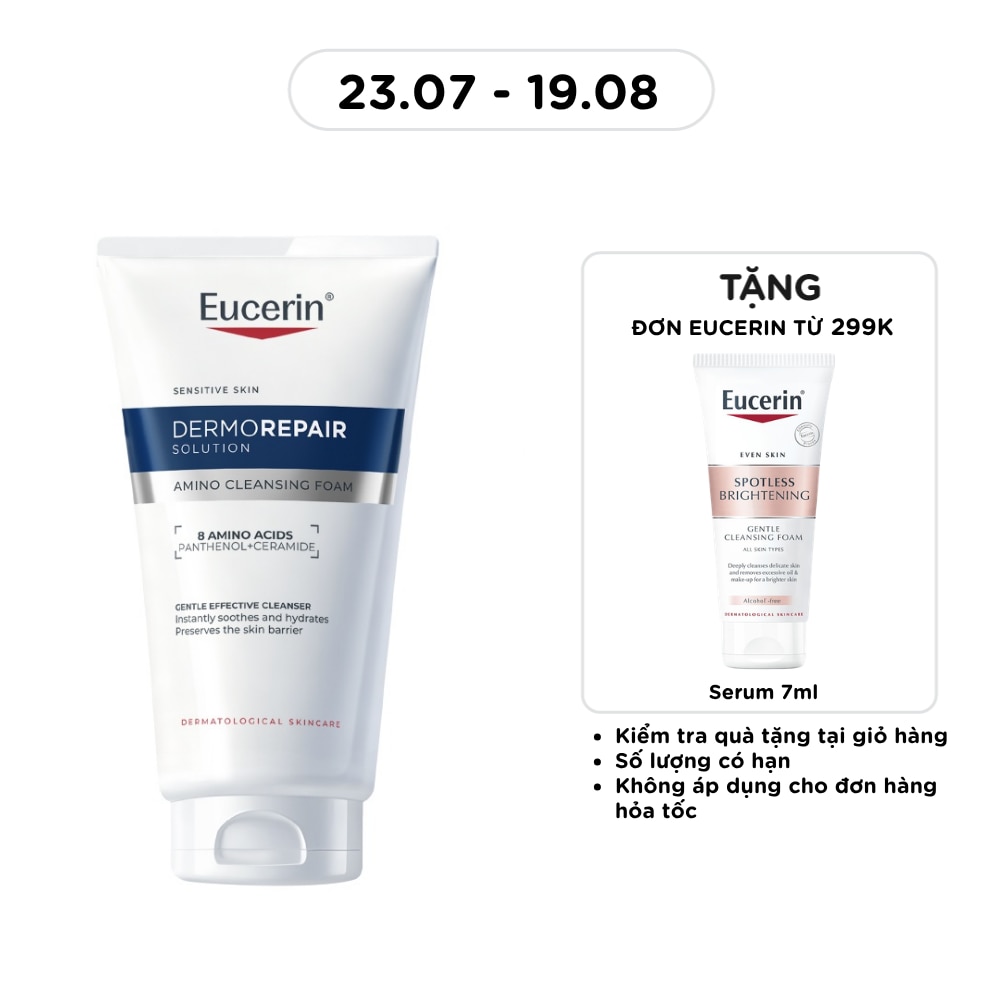 Sữa Rửa Mặt Cho Da Nhạy Cảm Eucerin Dermorepair Solution Amino Cleansing Foam 50ml
