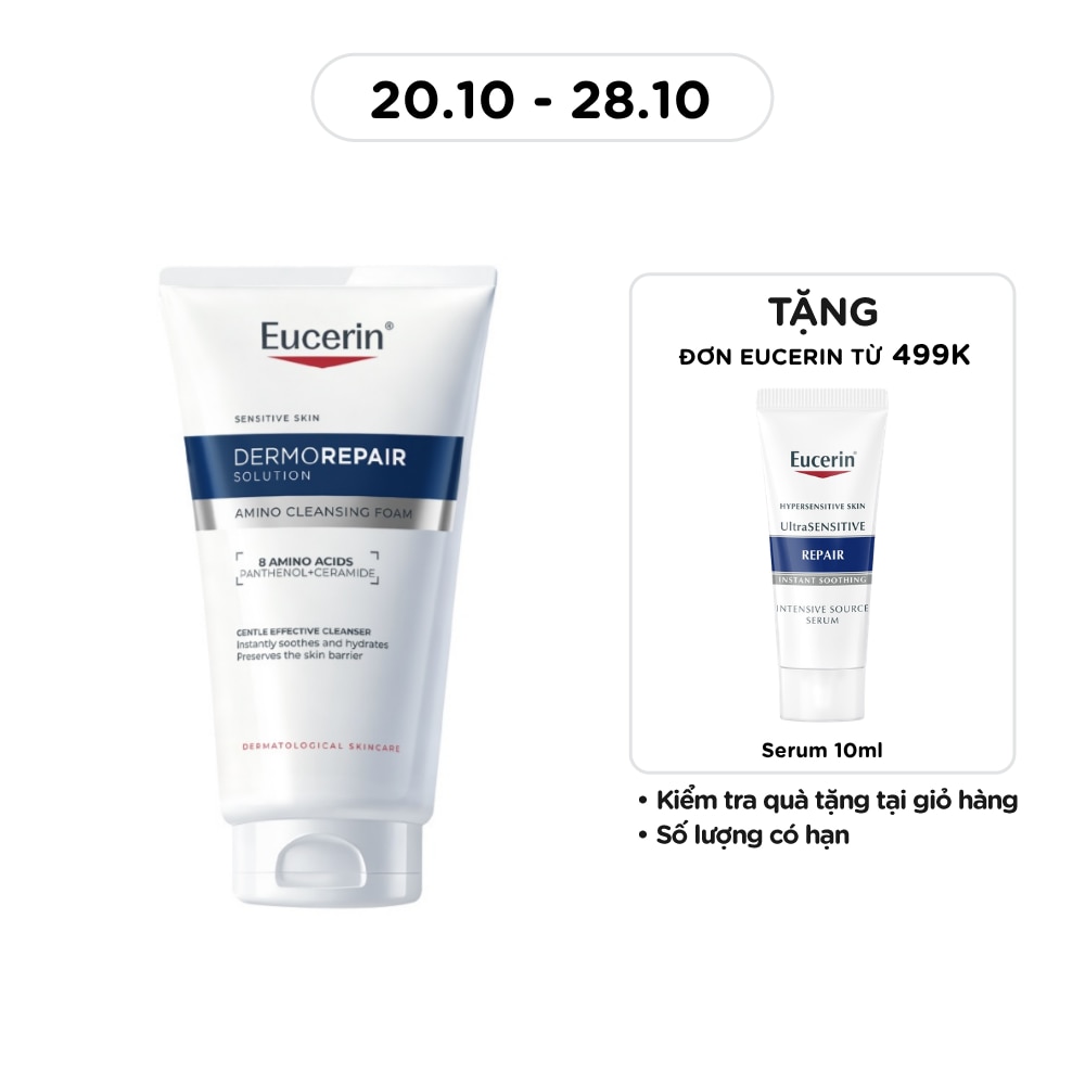 Sữa Rửa Mặt Cho Da Nhạy Cảm Eucerin Dermorepair Solution Amino Cleansing Foam 50ml image