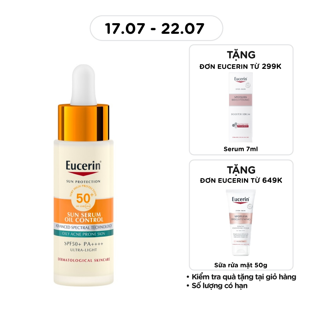 Tinh Chất Chống Nắng Eucerin Sun Serum Oil Control SPF50+ PA++++ 30ml