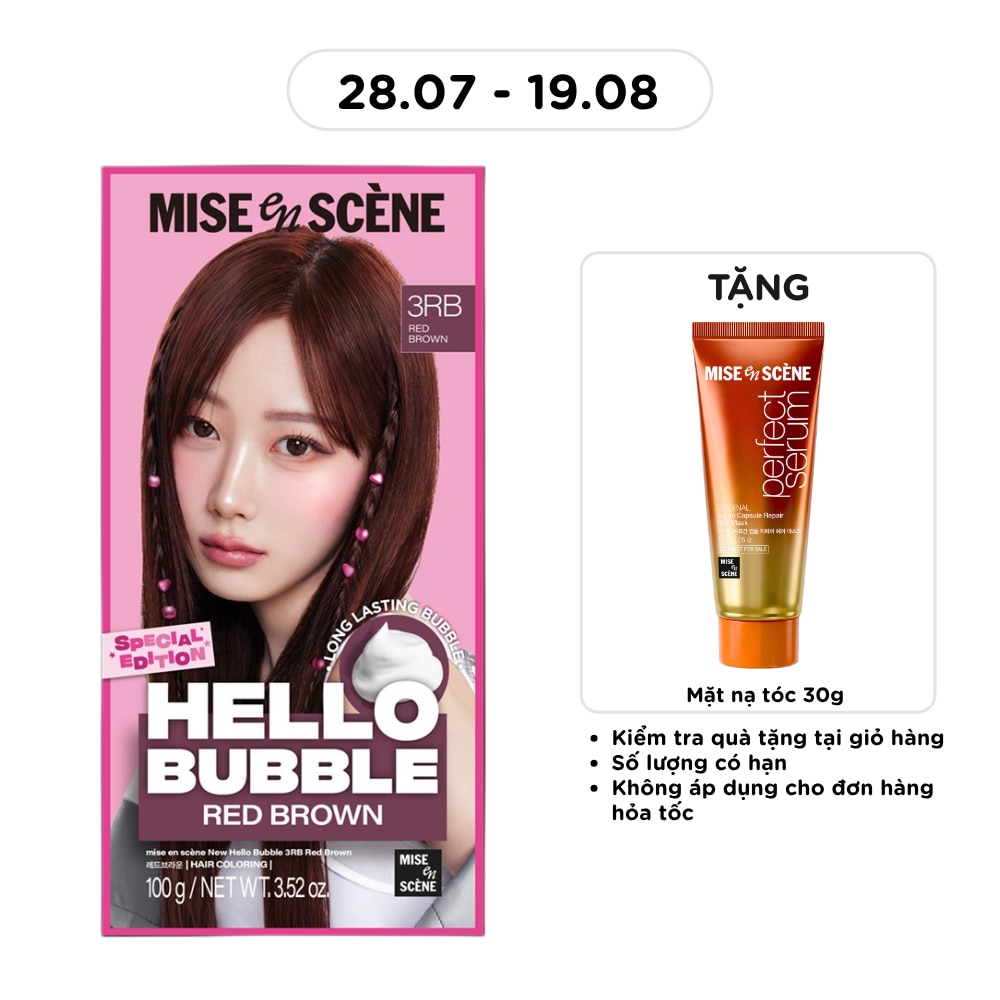 Bọt Kem Nhuộm Tóc mise en scène 100g .#3RB Red Brown Màu Nâu Đỏ